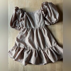 Gingham puff sleeve dress Cottagecore